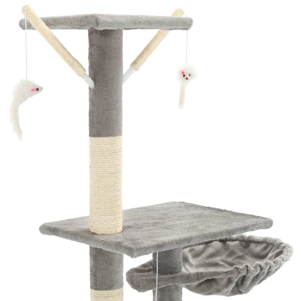 Tiragraffi albero per gatti cuccia per gatti giocattolo peluche sisal 230-250 cm grigio 3702046