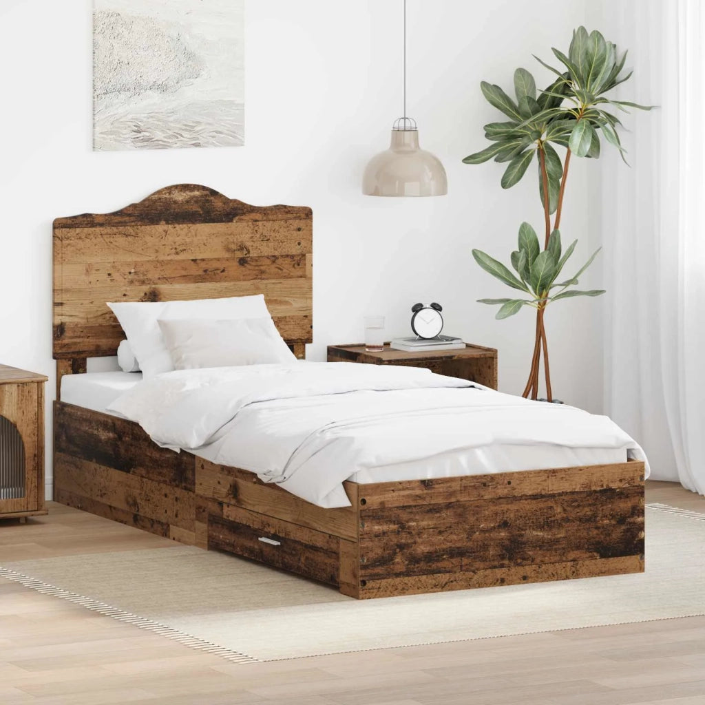 Struttura del letto con testiera Legno vecchio 100 x 200 cm