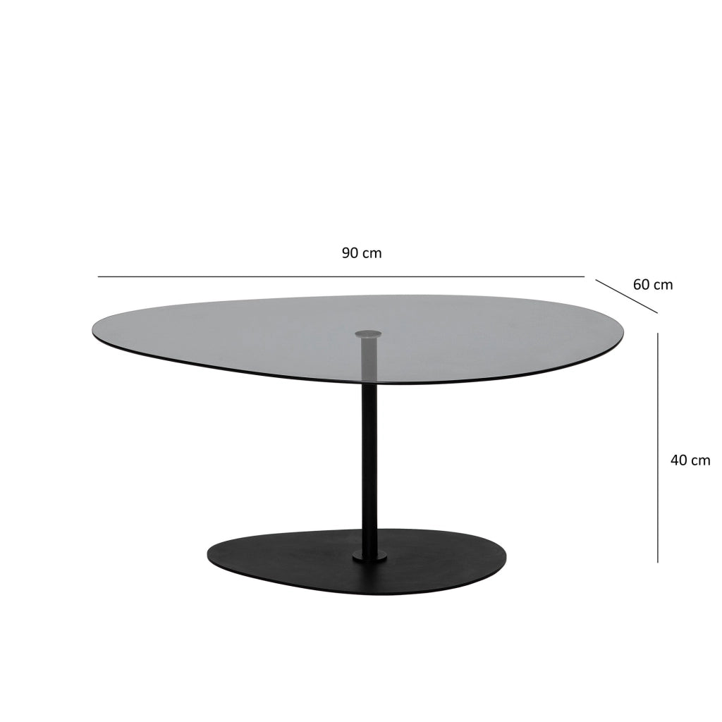 Tremiti, Tavolino da Salotto Piano in Vetro Temperato, 90x60x40h cm Nero