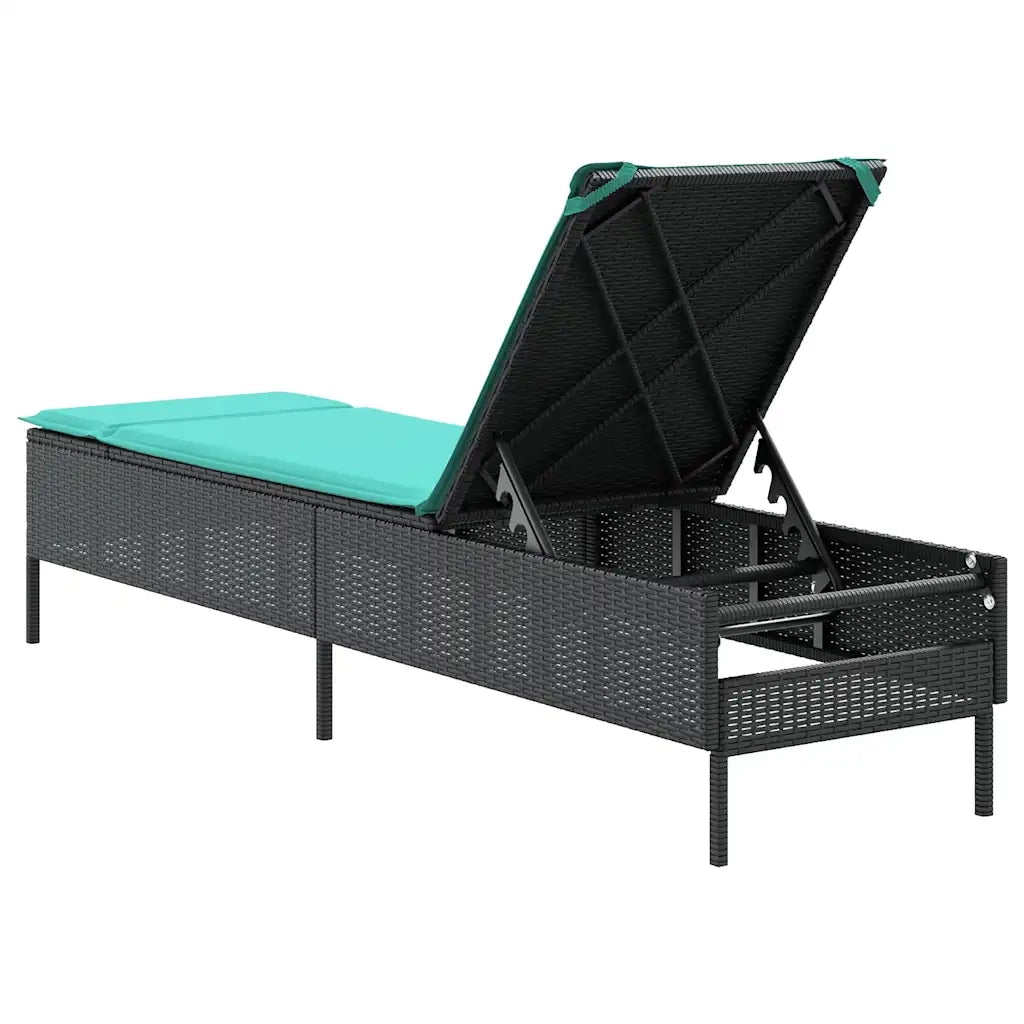 Lettino prendisole con Cuscino in Polyrattan Nero 4002727