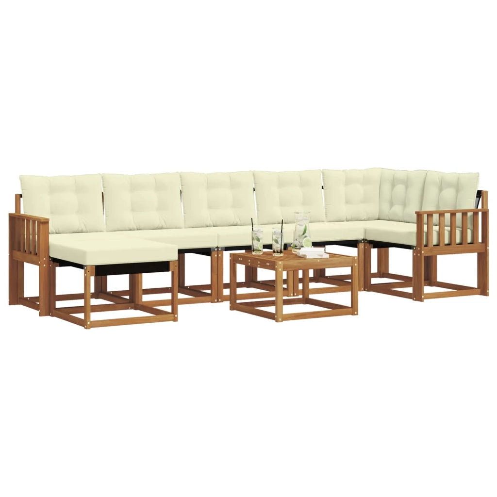 Set di divani da esterno con cuscino 8 pcs Naturale e Crema 3368901