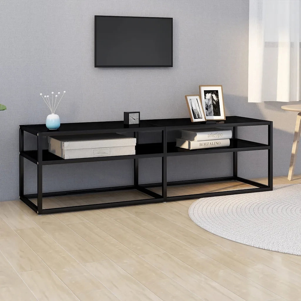 Mobile Porta TV Nero 140x40x40,5 cm in Vetro Temperato cod mxl 60571