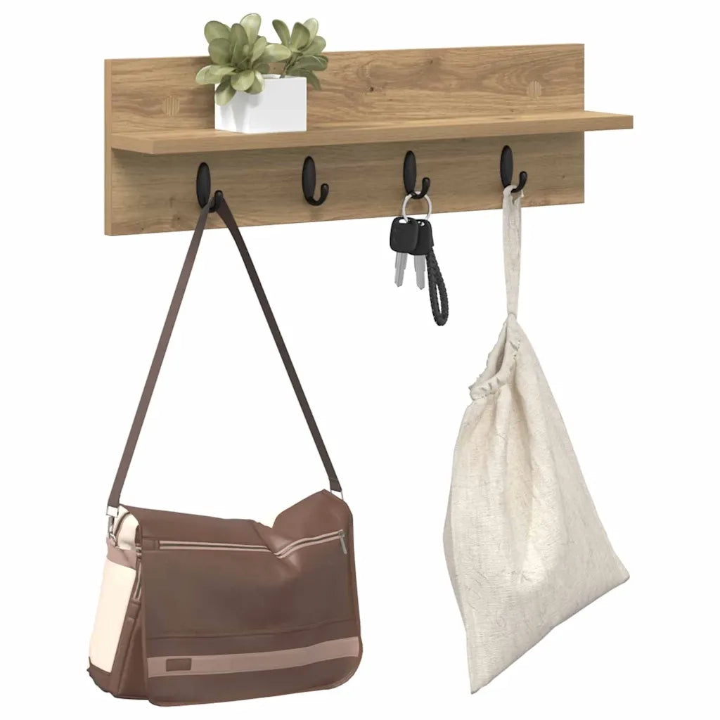 Appendiabiti a muro Rovere artigianale 60 x 10,5 x 18 cm 874394