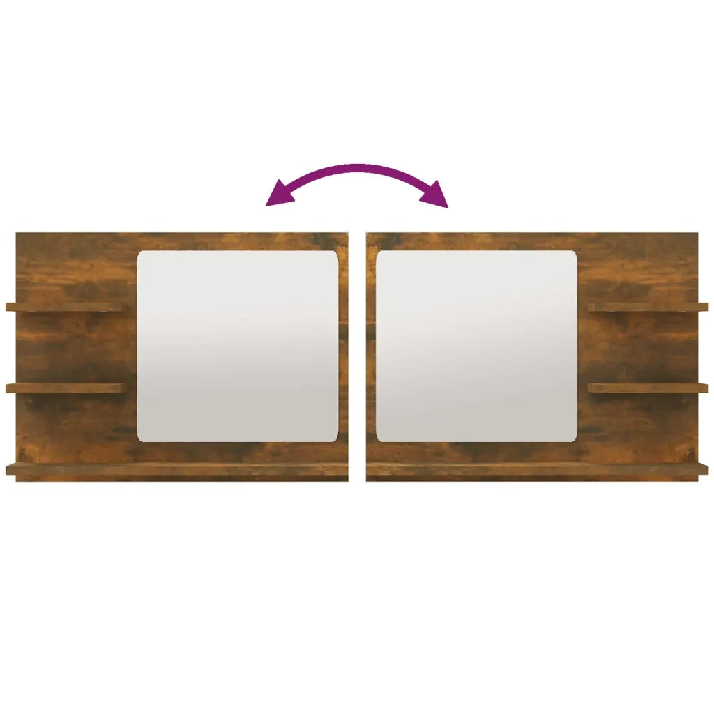 Specchio da Bagno Rovere Fumo 60x10,5x45cm in Legno Multistrato 815660