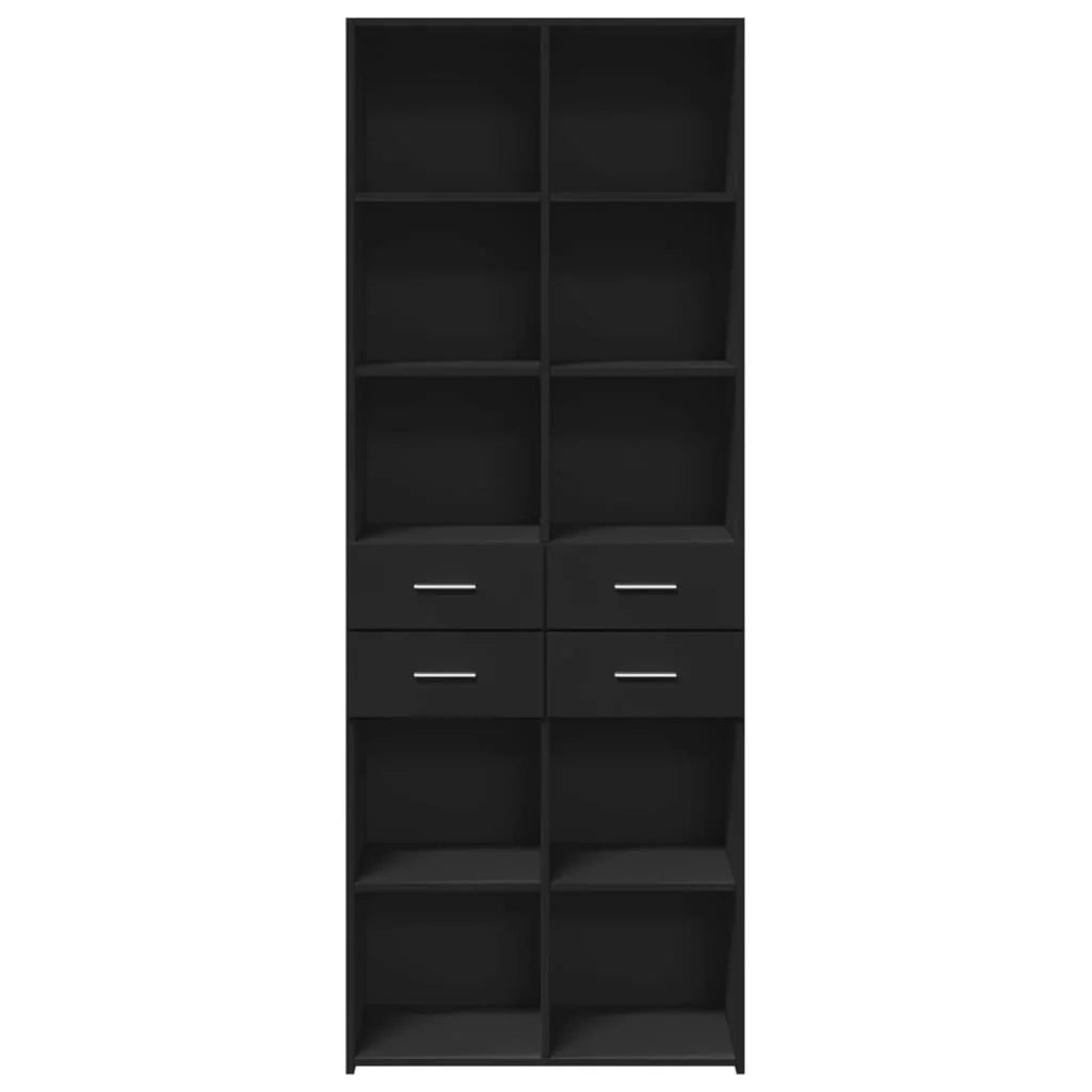 Buffet credenza cassettiera mobiletto mobile contenitore organizer per cucina soggiorno salotto alto 70 x 42,5 x 185 cm legno ingegnerizzato nero 02_0035127