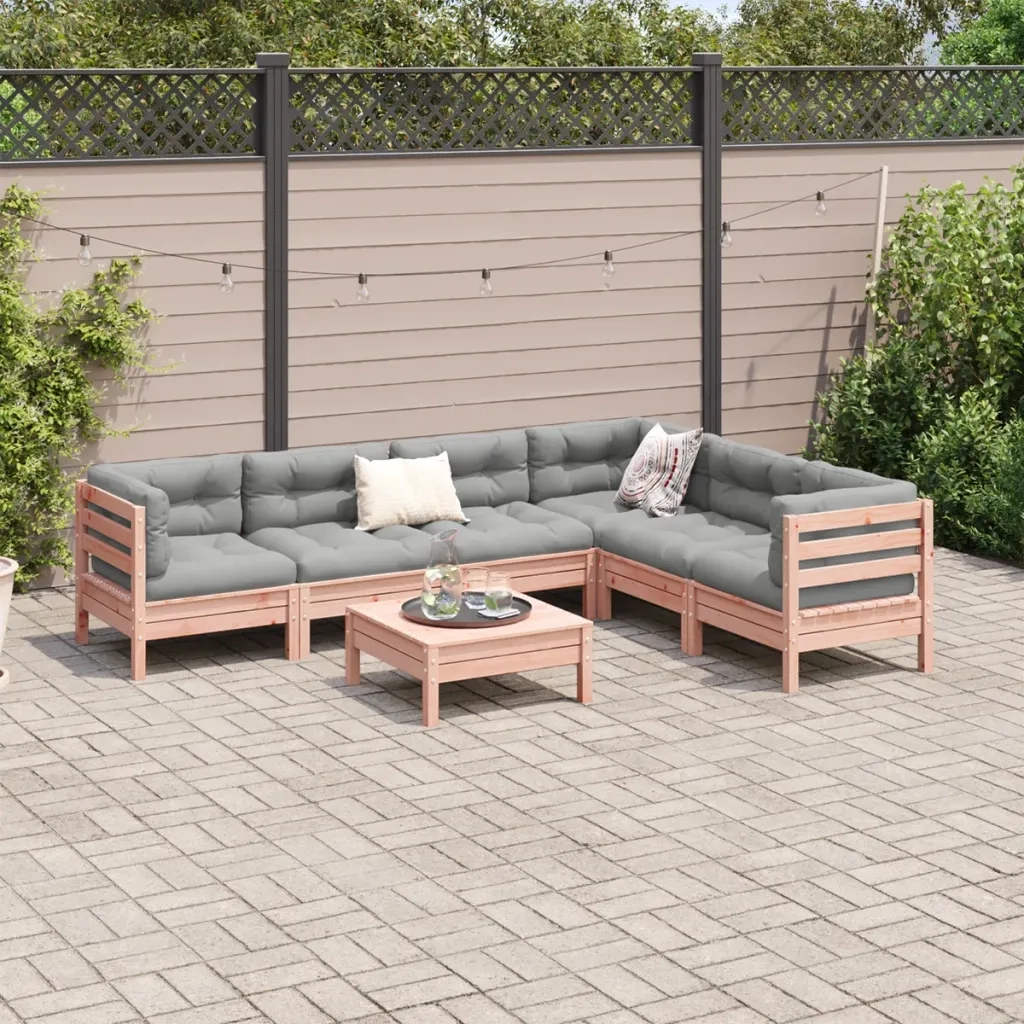 Set Divani Giardino 7 pz Cuscini Legno Massello Abete Douglas 3299472