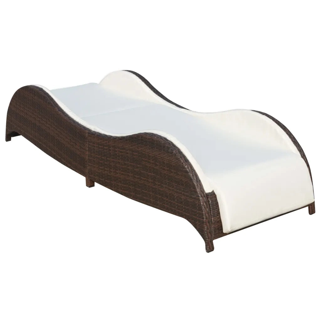 Lettino Prendisole con Cuscino in Polyrattan Marrone 41974