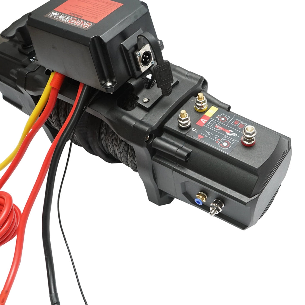 Verricello elettrico con telecomando 12V, 6,1T (13500 libbre) 6,5HP, cavo sintetico 9x24m, solenoide 400A Breckner Germany