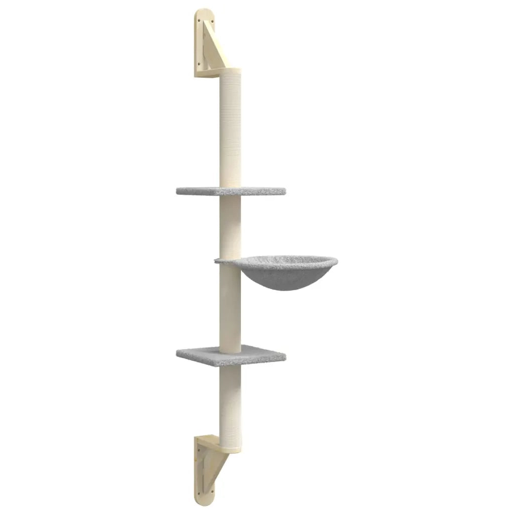 Albero per Gatti con Tiragraffi a Parete Grigio Chiaro 142,5 cm 172396