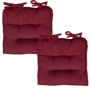 SET 2 CUSCINI DA SEDUTA COLORE ROSSO 38X38X8 CM IMBOTTITURA MORBIDA PROVVISTI DI LACCI LAVABILI A 30°