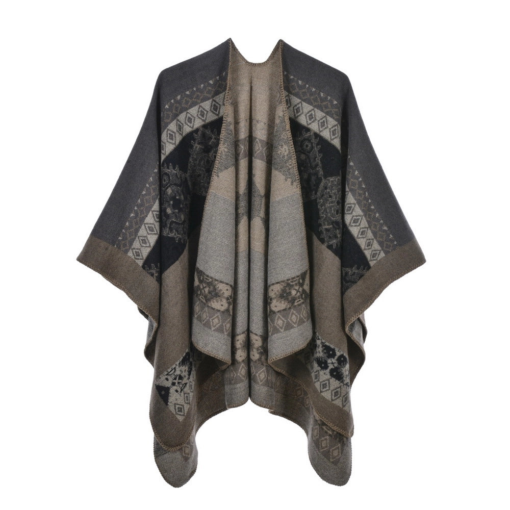 Mantella/scialle da donna autunno e inverno, stile retr¨°, spaccata, calda, in cashmere, mantella