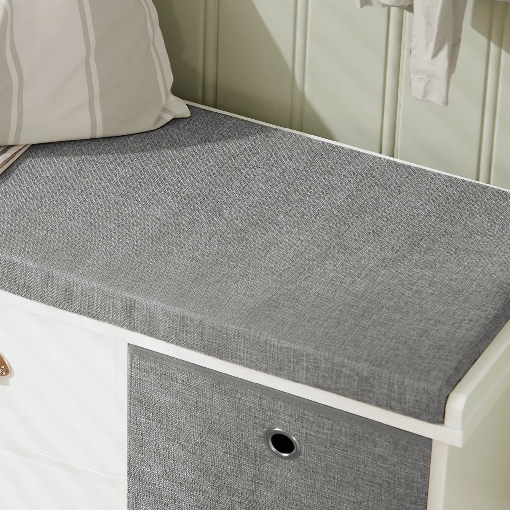 Panca scarpiera Cassapanca da Interno Mobile Bagno con 2 cassetti e 2 cesti L96*P33*A50cm FSR66-HG SoBuy