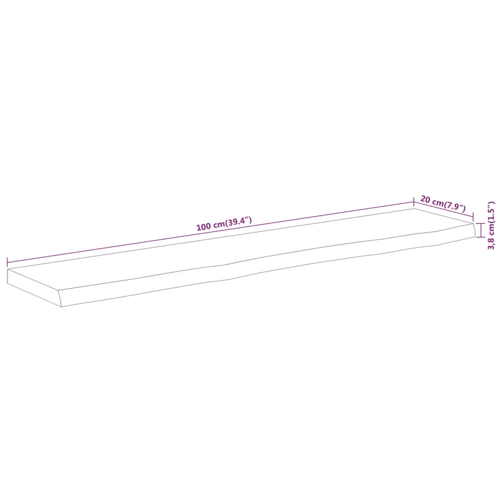 vidaXL Mensola Muro 100x20x3,8cm Rettangolare Legno Acacia Bordi Vivi