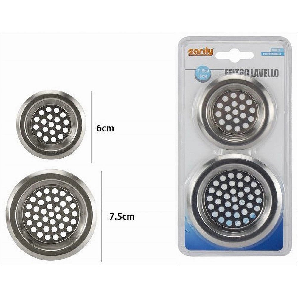 Trade Shop - Set 2pz Filtro Protezione Scarico Lavello Cucina Bagno Doccia Da 6cm 7.5cm 10399 -