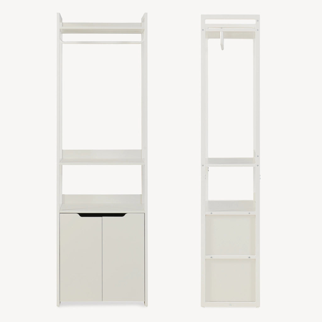Stand Appendiabiti Jässaatka in Acciaio con Armadietto e 3 Ripiani 200 x 61 x 40 cm - Grigio [en.casa]