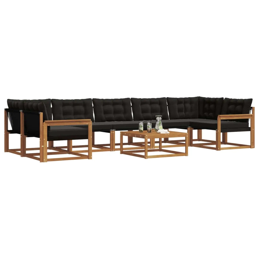 Set di divani da esterno con cuscino 8 pcs Naturale e Nero 3369283