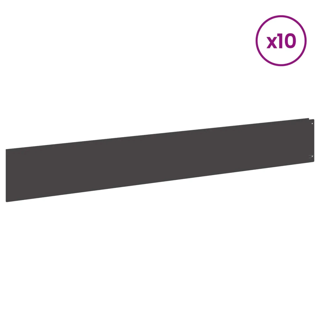 Bordura per Prato 10 pz 100 x 15 cm Acciaio Nero 8008812
