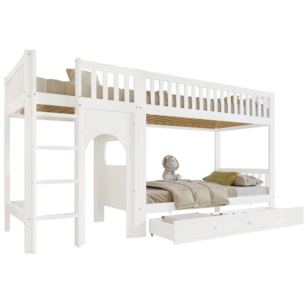 Letto a Castello Bambini in Legno ¨C Xylo ¨C Pino/MDF/Multistrato, Bianco, 90x200