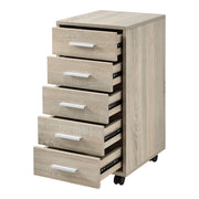 Cassettiera a Ruote Comodino con 5 Cassetti 63 x 33 x 38 cm - Effetto Rovere Sonoma [en.casa]