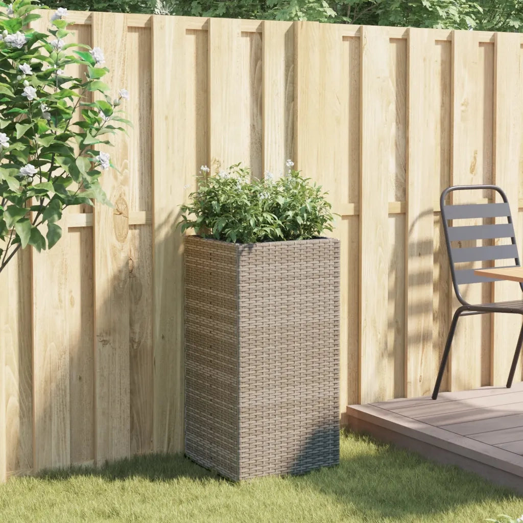 Fioriera | Cassetta per fiori | Vaso da Giardino Grigia 40x40x80 cm in Polyrattan