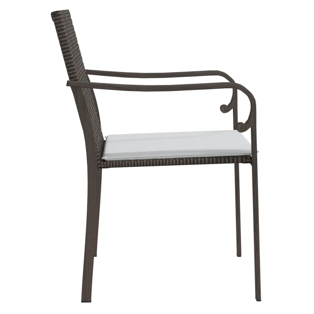 Sedie da Giardino con Cuscini 4 pz | Sedie da Esterno Marroni 56x59x84cm Polyrattan