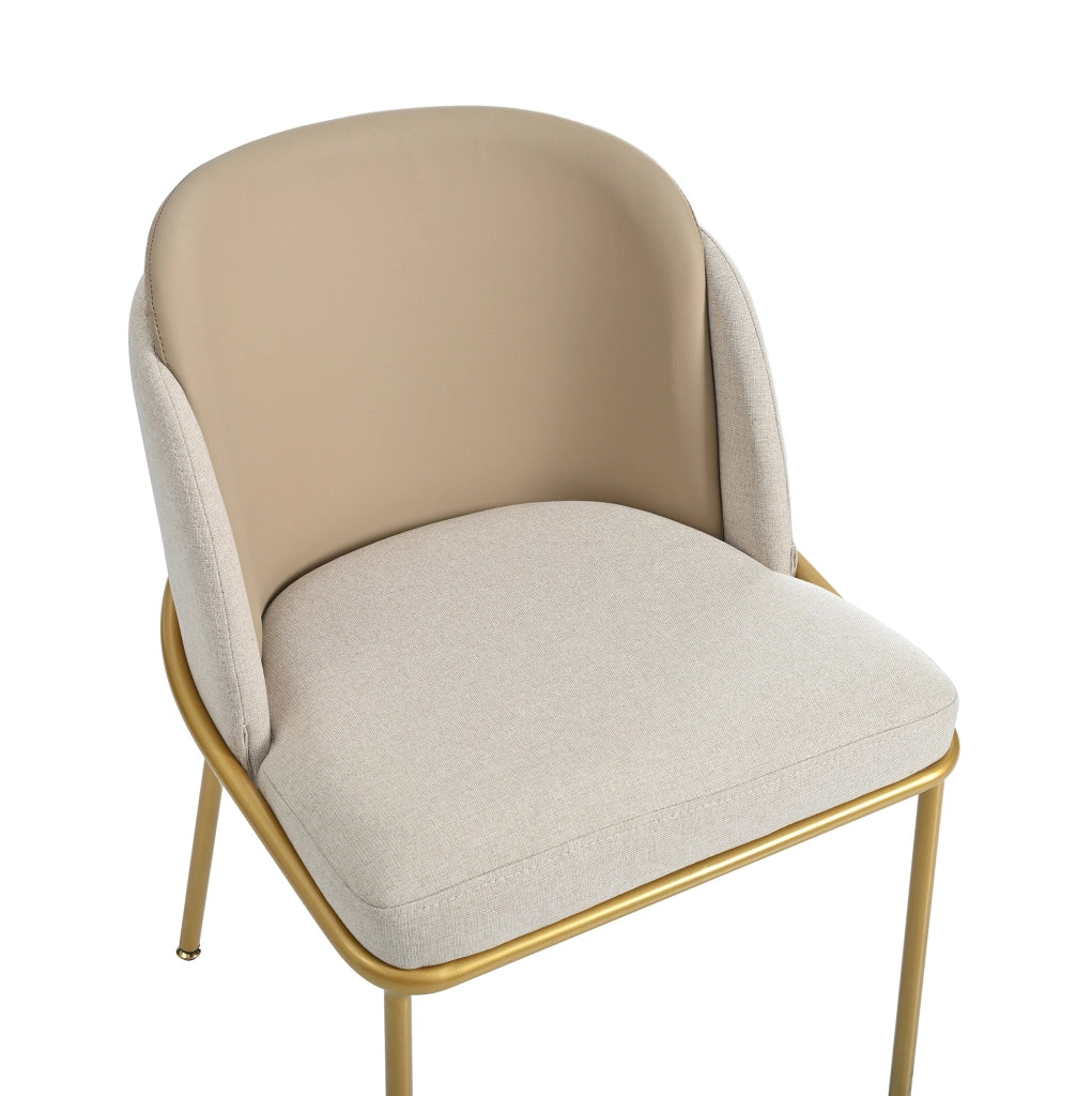 Sedia da Pranzo Moderna con Gambe Inclinati e Piedini Regolabili in PVC Beige e Khaki