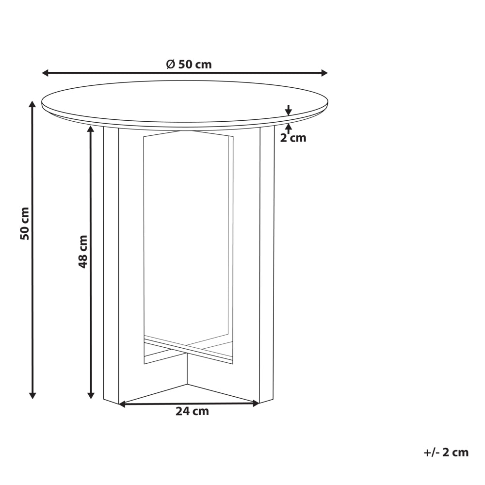 Tavolino moderno in MDF e rattan ø 50 cm Arredamento per il soggiorno Marrone chiaro