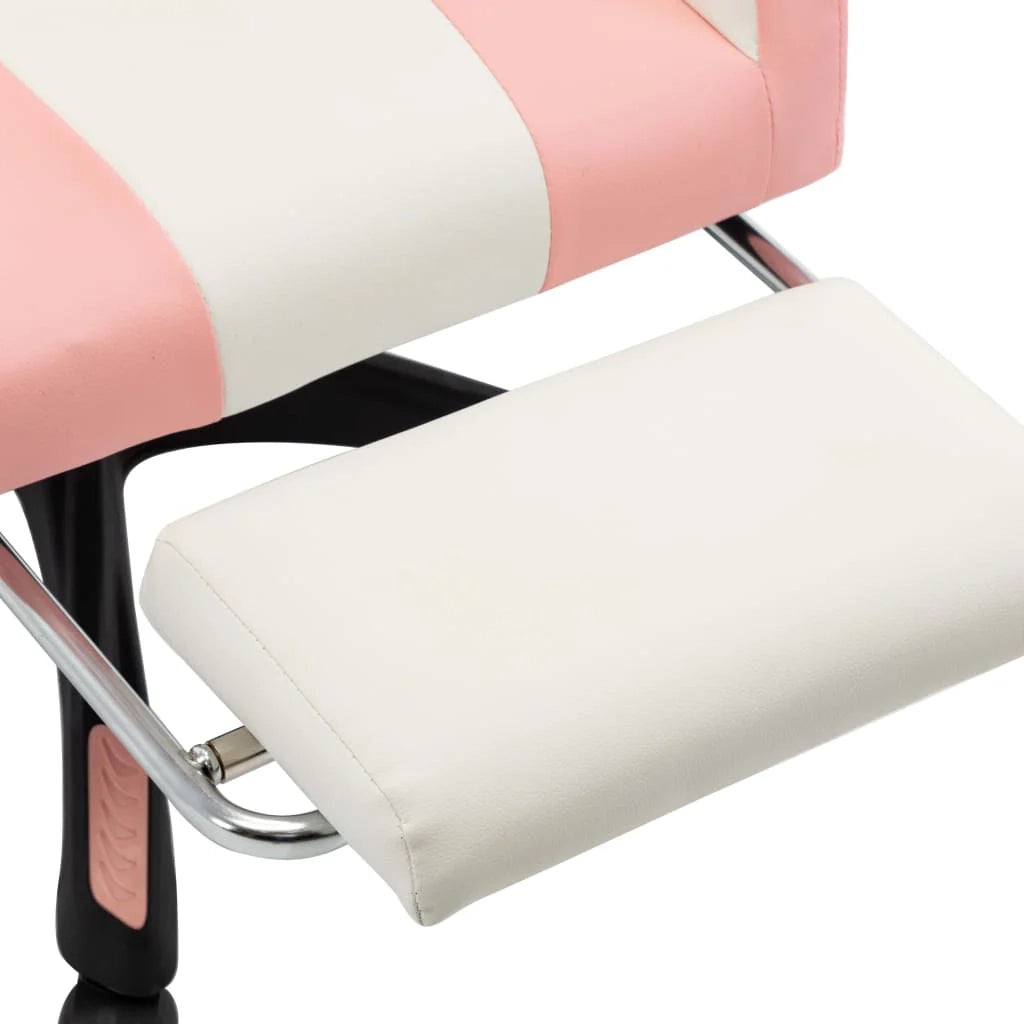 Sedia girevole da ufficio sedia da computer sedia da gioco con poggiapiedi rosa e similpelle rosa 02_0024224