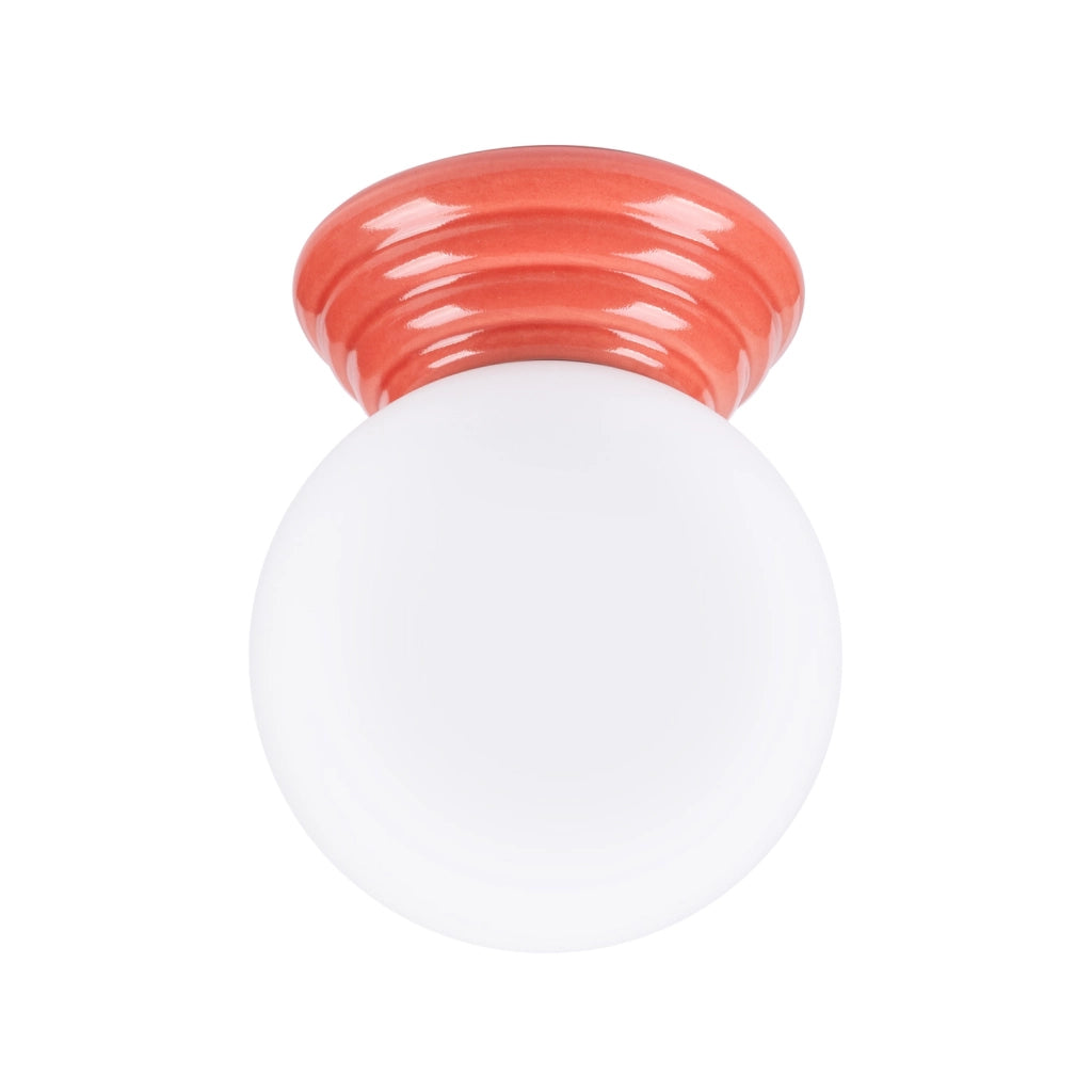 Plafoniera bagno sfera vetro opale pesca ceramica G9 8W