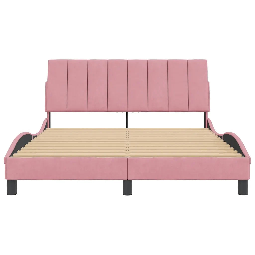 Giroletto senza Materasso-Struttura Letto Hanko Rosa 140x200 cm in Velluto