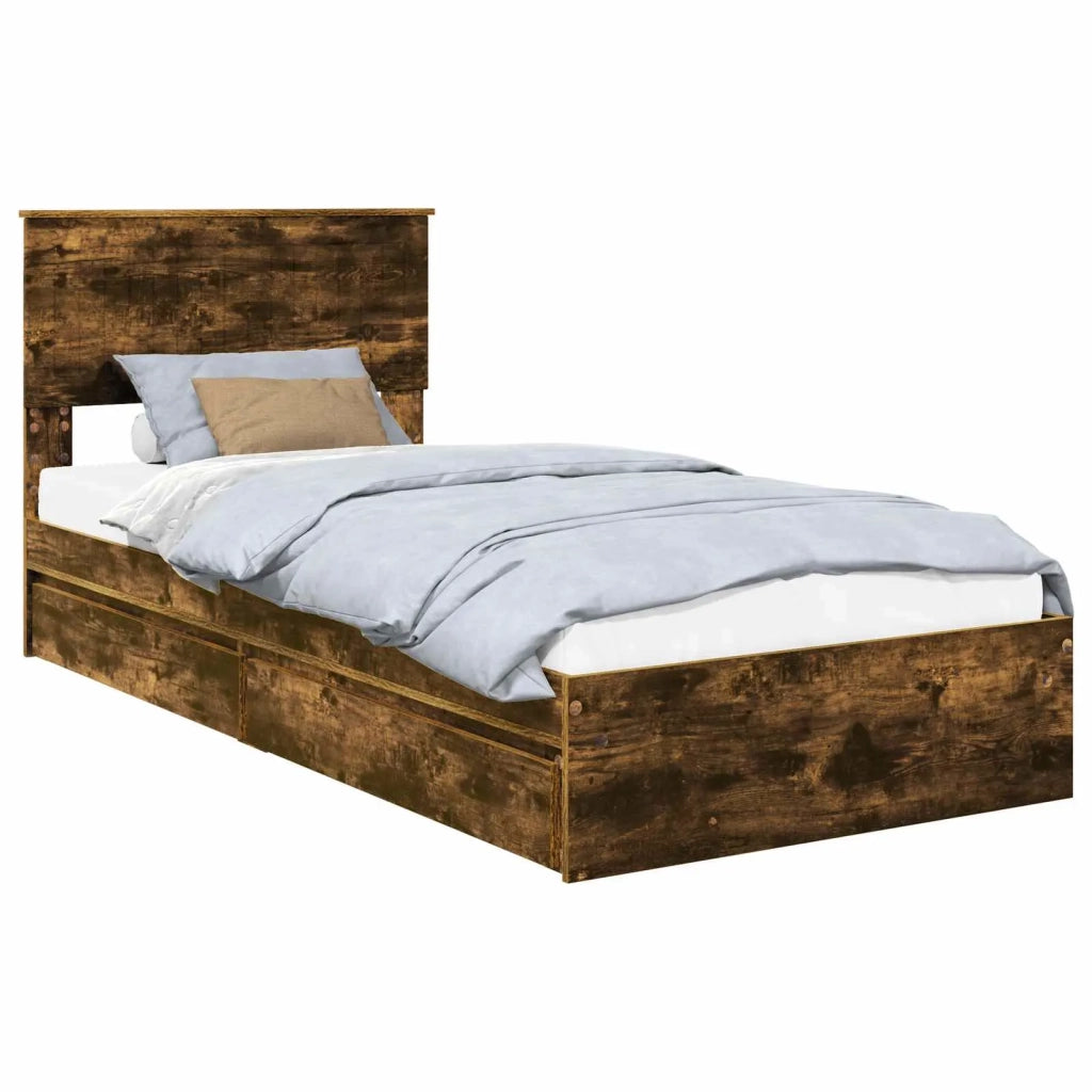 Letto con Contenitore Rovere fumé 90 x 200 cm Legno multistrato