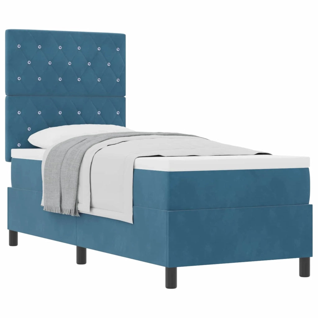 Letto a molle con materasso Blu Scuro 80 x 200 cm Velluto 3339732