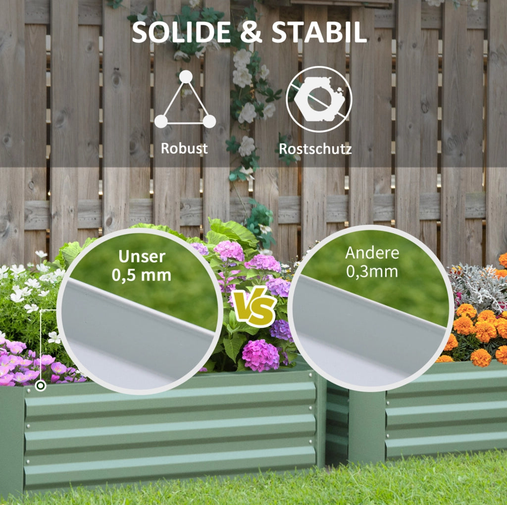 Set di 2 fioriere rialzate in acciaio verde 100x100x30 cm