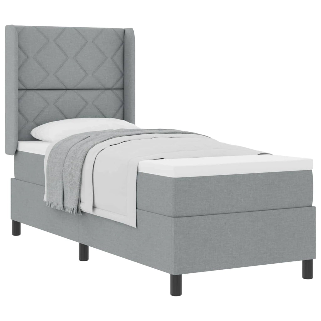 Letto a molle con materasso Grigio chiaro 80 x 200 cm Tessuto
