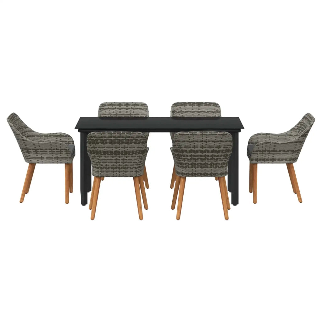 Set da Pranzo per Giardino con cuscino 7 pcs Grigio polyrattan 3261688