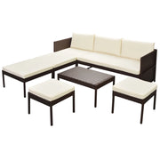 Set Divani da Giardino 6 pz | Set Salotto da Giardino con Cuscini in Polyrattan Marrone