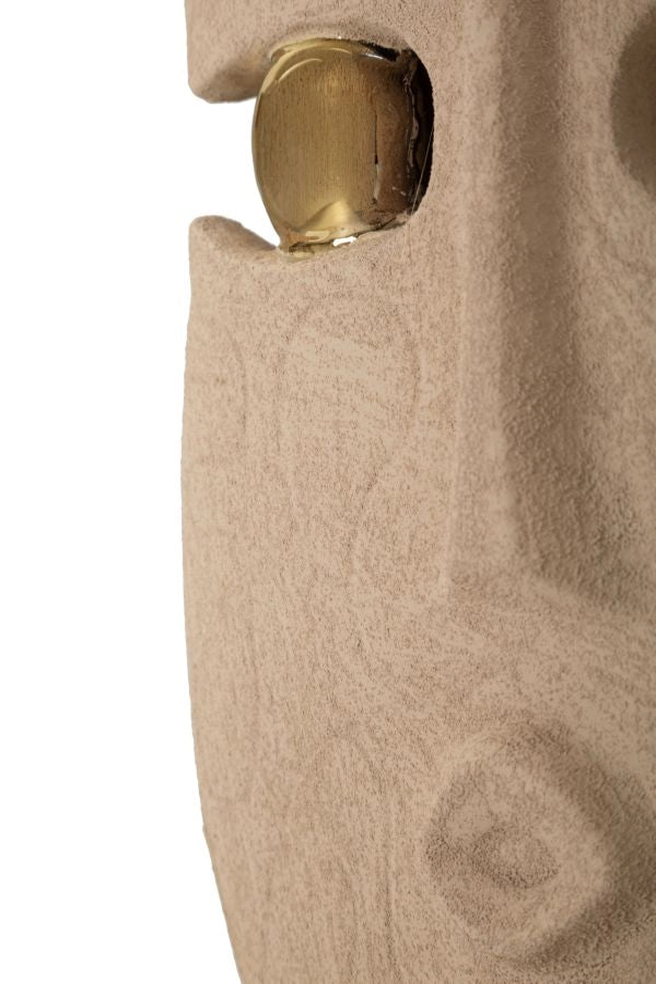 Decorazione Murale Dakar Coppia 20x6x40 cm in Ceramica Marrone e Oro
