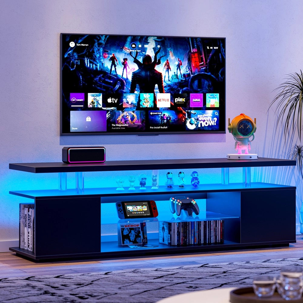 Mobile TV 60 Pollici con Anta Laterale e Ripiani ¨C Xylo ¨C Nero