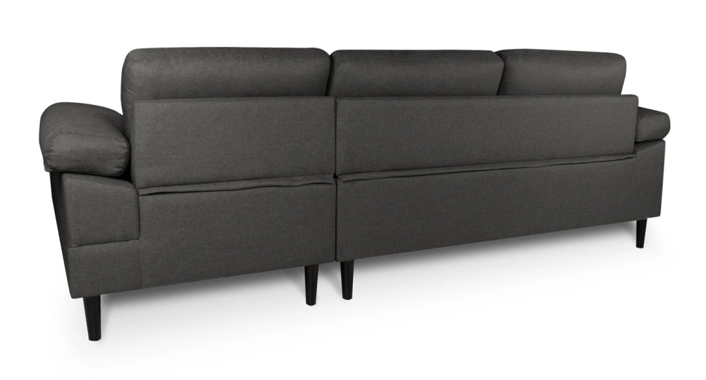Divano angolare 3 posti con chaise longue destra tessuto grigio scuro - Washington - DI-WA05FBC-CLDX
