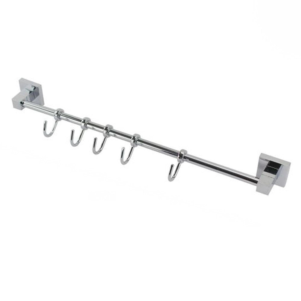 Trade Shop - Porta Asciugamani Con 5 Ganci Appendini Fissaggio A Parete Bagno Square 59195 -