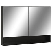 Armadietto a Specchio | Armadio da bagno con LED Nero 80x15x60 cm in MDF