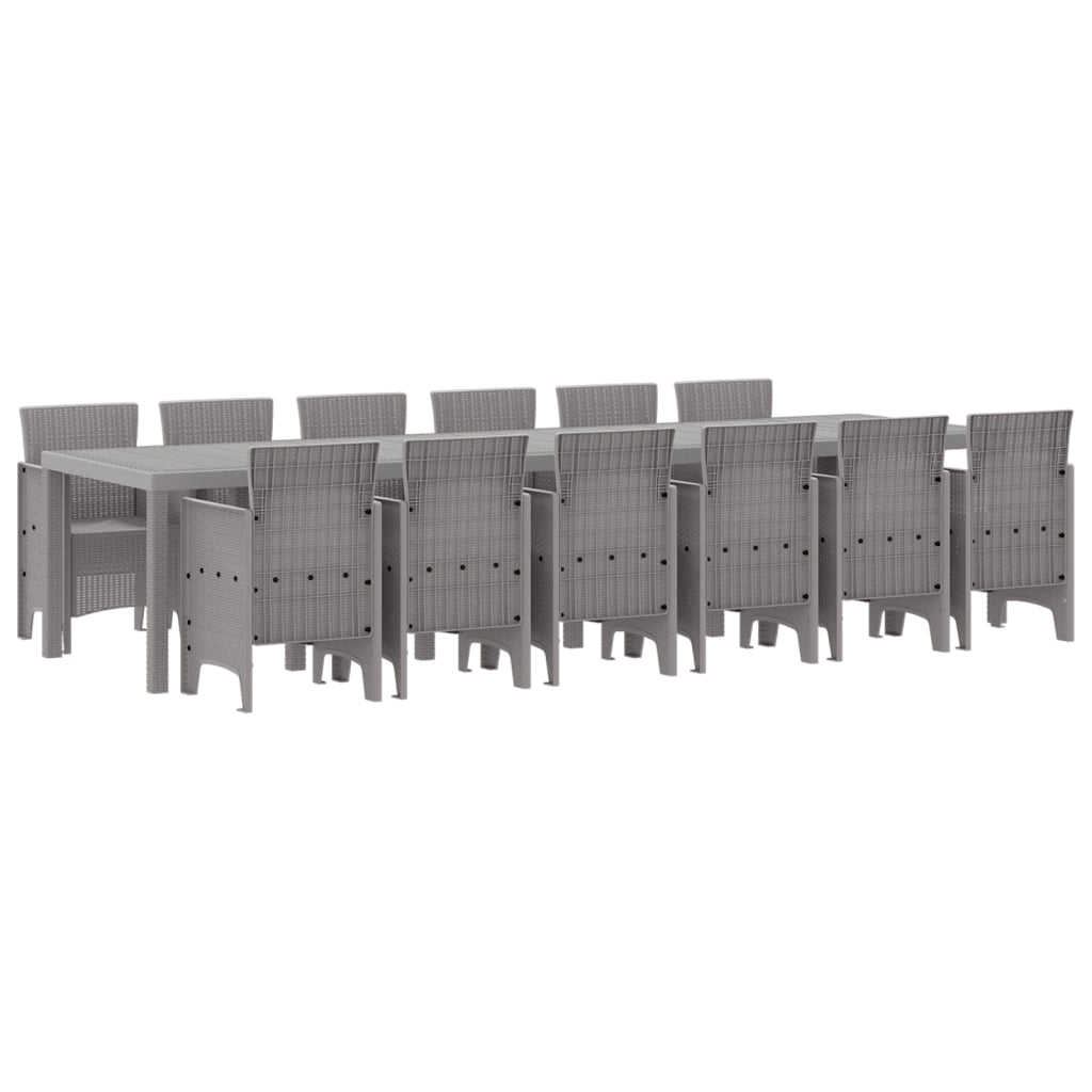 Set pranzo giardino  13 pezzi grigio chiaro polyrattan