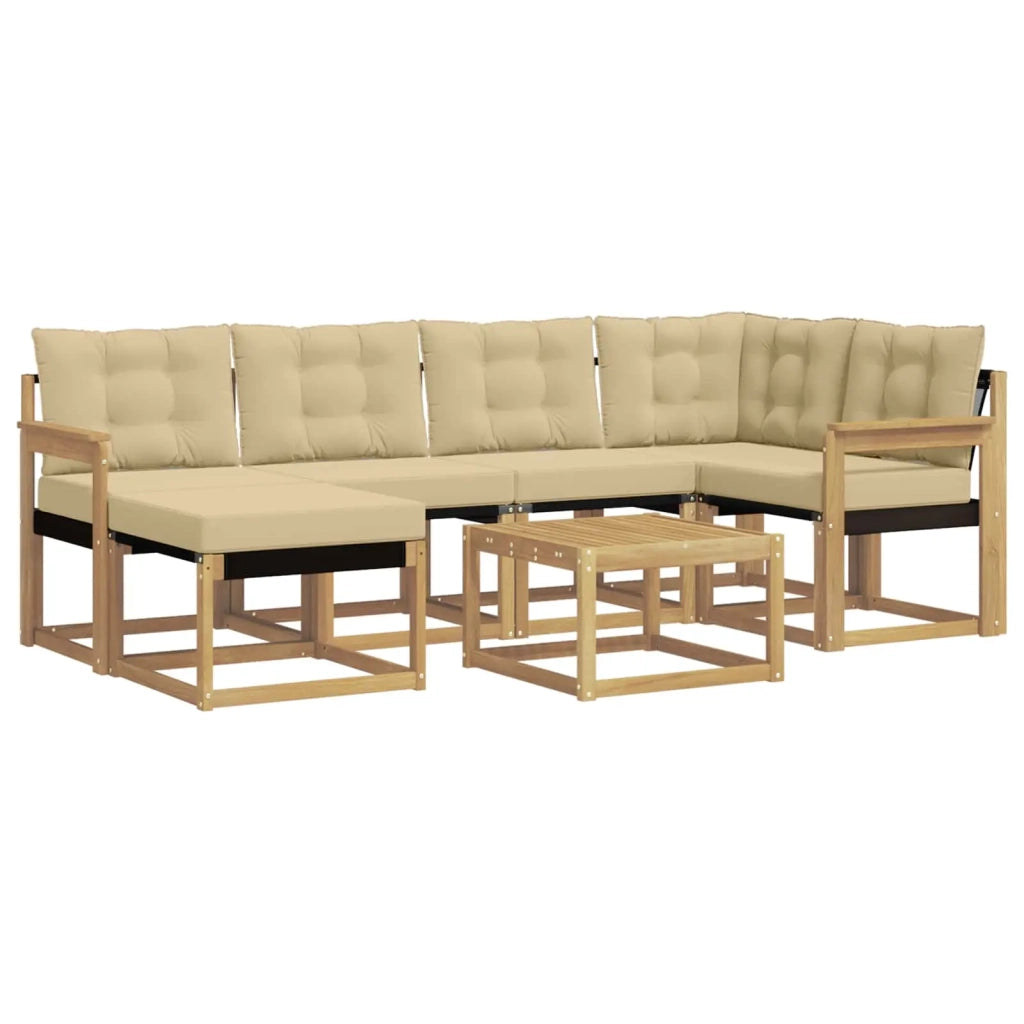 Set di divani da esterno con cuscino 7 pcs Bianco e Beige