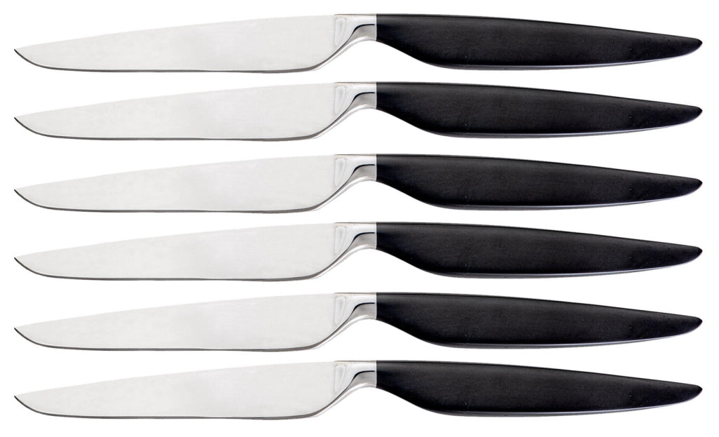 Set 6 Coltelli da Tavola Lama Liscia in PVD e Acciaio Inox Magnolia Nero