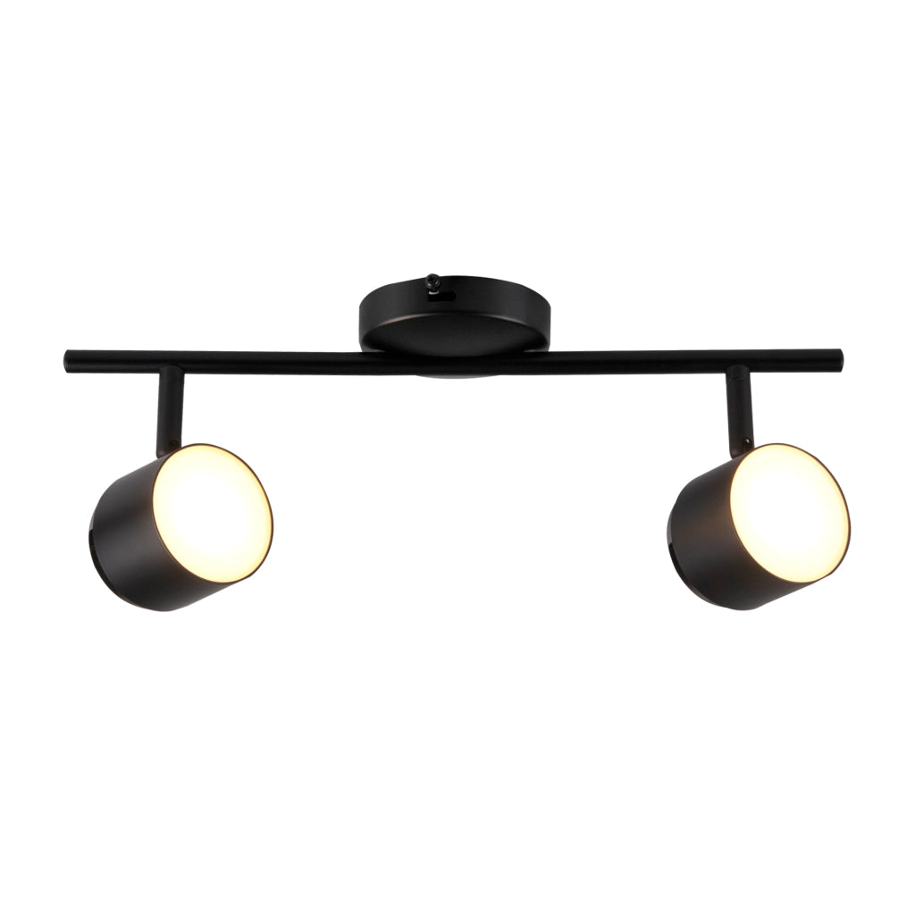 Applique-plafoniera LED orientabile 2 luci nera 3000K Polux Kubik