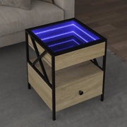Tavolino da Salotto con LED Infinity-Tavolino da soggiorno Rovere Sonoma 40x40x51 cm 888569