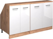 Set di mobili sottotetto Rion, Bianco lucido, 140 cm Set di 2 carcasse armadio profondità 60 cm, adatto per il salvaspazio sotto tetti spioventi