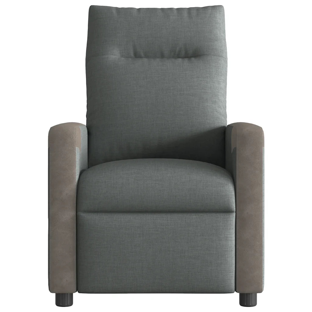 Divano Sedia-Poltrona Reclinabile Massaggio Elettrica Grigio Scuro Tessuto 459816