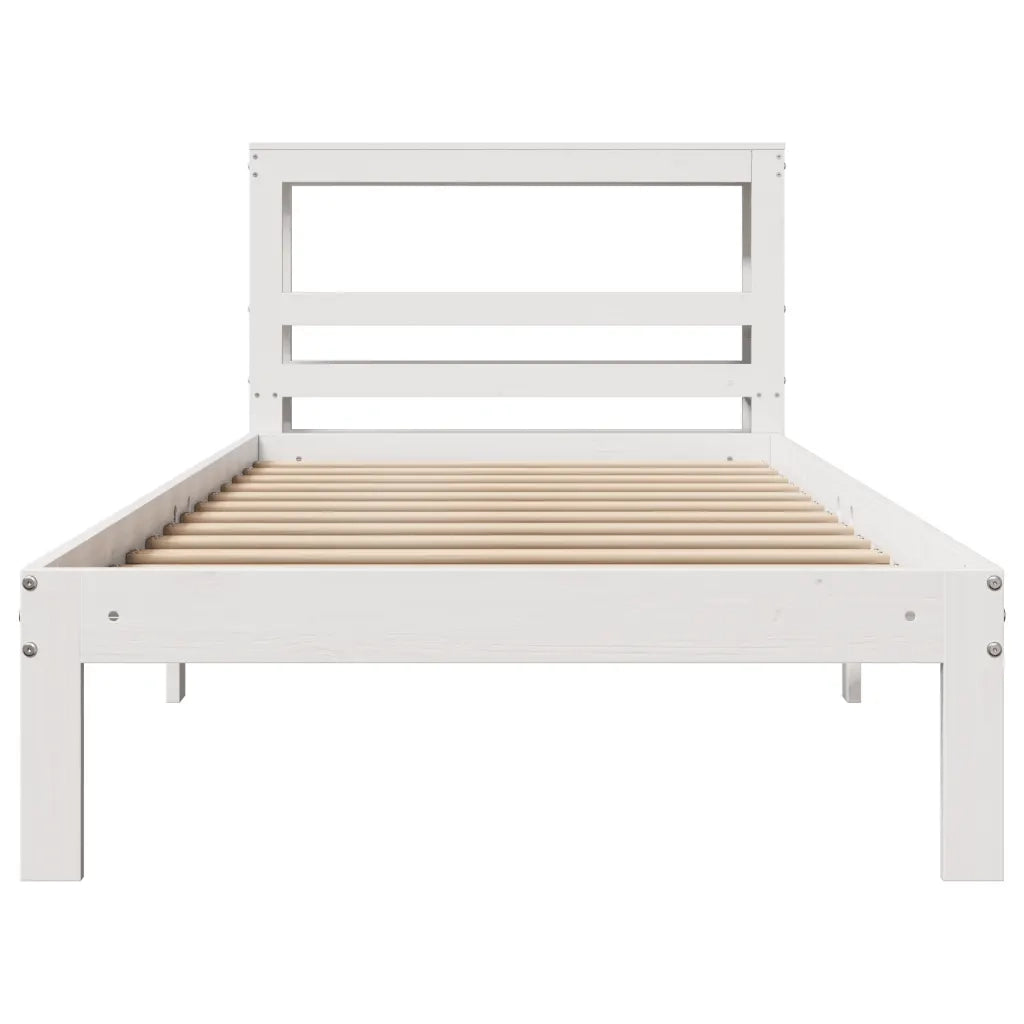 Giroletto con Testiera Bianco 75x190 cm Legno Massello di Pino 3306032