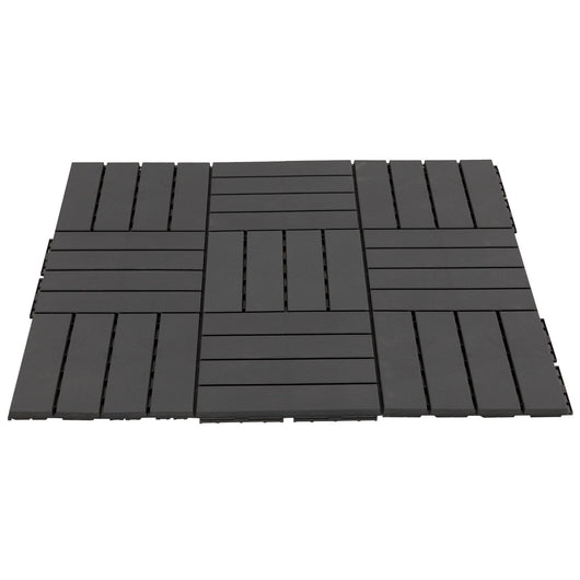 Set 9 Mattonelle a Incasto Effetto Legno 30x30x2 cm  Deck Nero